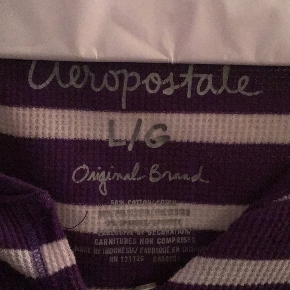 Purple and white long sleeve shirt, Large